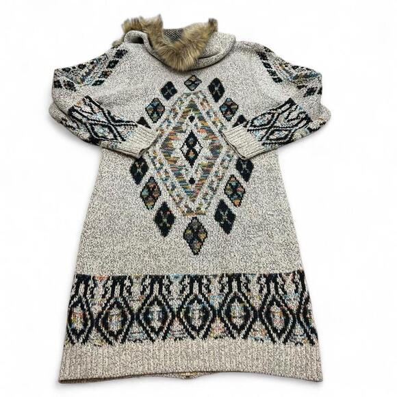 Mintee 16 Long Knit Zip Up Hooded Cardigan Women's S Aztec Southwestern Boho - Picture 2 of 13